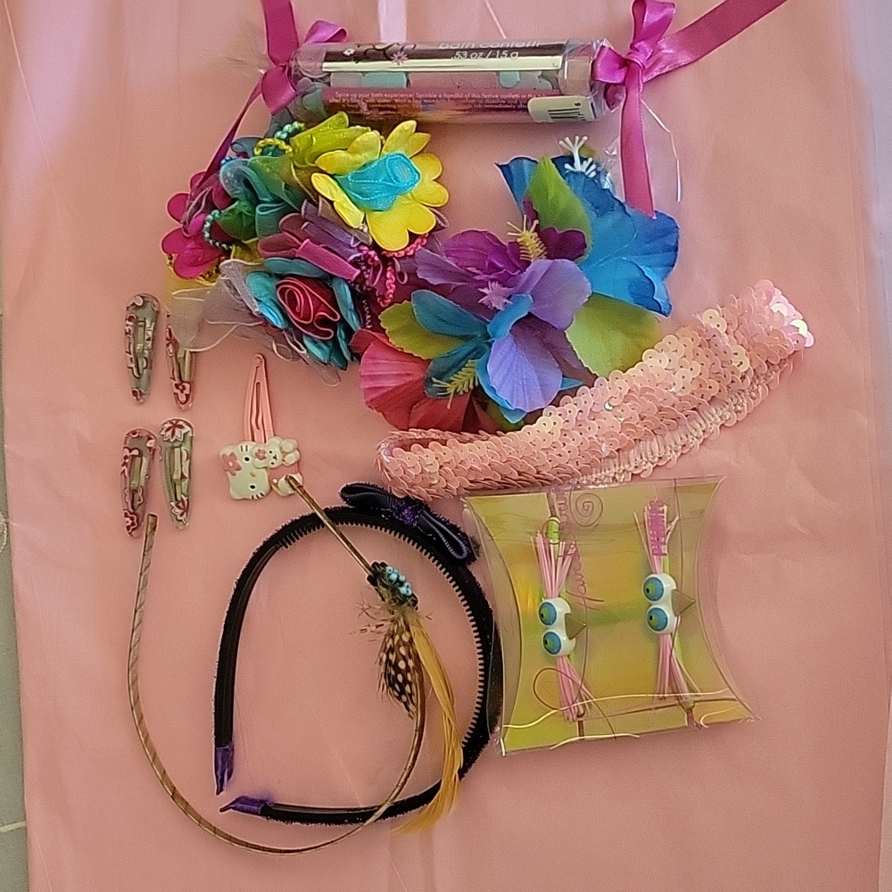Hair Accessory Flowers  Clips Bands Combs Pink Yellow Blue
